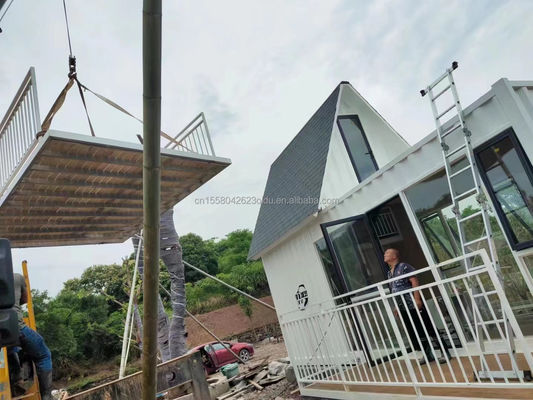 Hotel Acciaio Cornice in acciaio galvanizzato piegatura contenitore di imballaggio piatto per 20 piedi clinica medica stanza d'isolamento Bianco Casa di vetro su misura